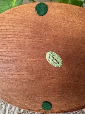 Andrea By Sadek Oval Wooden Display Stand in Brown with Green Felt Pads